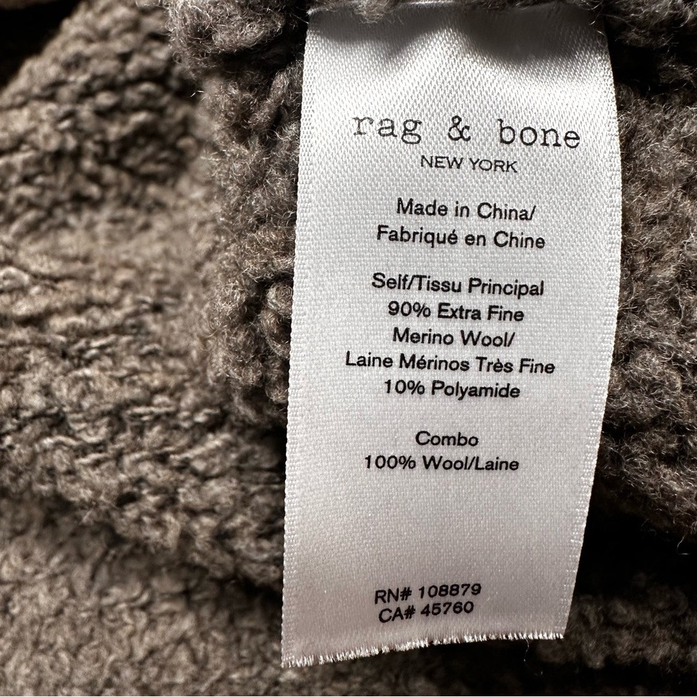 rag & bone Cream and Olive Crewneck Sweater with Orange Trim - Picture 4 of 8
